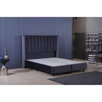 Pat tapitat BLACK, 160x200 cm, lada depozitare, negru imagine