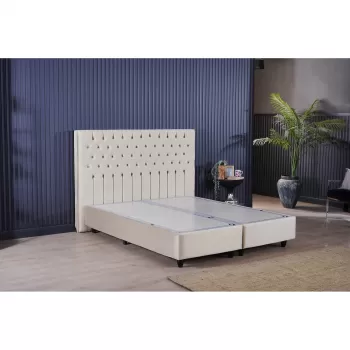 Pat tapitat CAMEL, 140x200 cm, lada depozitare, bej deschis imagine