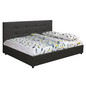 Pat tapitat ECONO L200, 140x200 cm, negru imagine