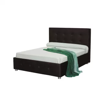 Pat tapitat LUXOR, 140x200 cm, cu sezut rabatabil, spatiu depozitare, maro inchis imagine