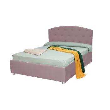 Pat tapitat REGAL, 140x200 cm, cu somiera rabatabila, spatiu depozitare, mov deschis imagine