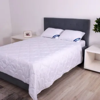 Pilota microfibra striata matlasata, Somnart, 180x200 cm, 200 g, alba, de vara, model lacrimi imagine