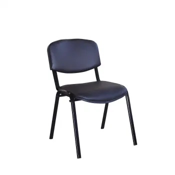 Scaun de birou VIZITATOR, cadru metalic, tapitat cu piele ecologica, negru, 52x44x76 cm imagine