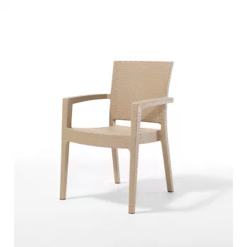 Scaun de gradina PARIS, model ratan, cappuccino, 62x57x88cm imagine