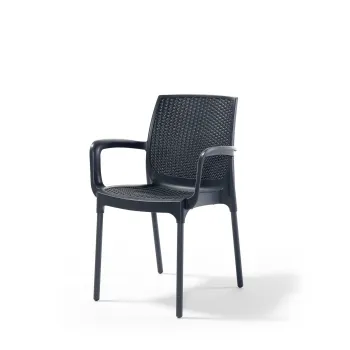 Scaun de gradina SUNSET, model ratan, antacit, 57x57x84 cm imagine