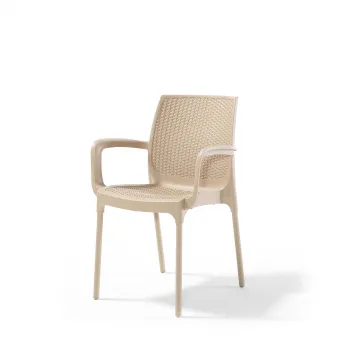 Scaun de gradina SUNSET, model ratan, cappuccino, 57x57x84 cm imagine