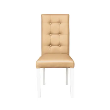 Scaun living TEO LUX, picioare lemn alb, piele ecologica bej, 46x46x97 cm imagine