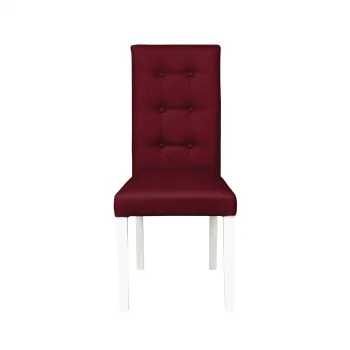 Scaun living TEO LUX, picioare lemn alb, piele ecologica bordo, 46x46x97 cm imagine