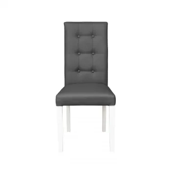 Scaun living TEO LUX, picioare lemn alb, piele ecologica gri, 46x46x97 cm imagine