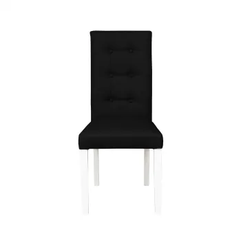 Scaun living TEO LUX, picioare lemn alb, piele ecologica negru, 46x46x97 cm imagine