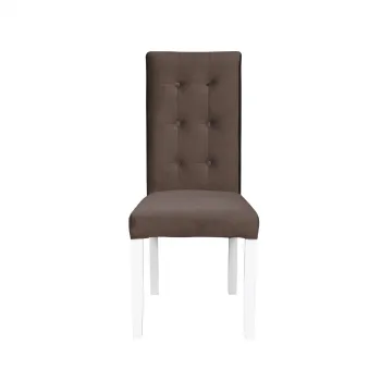 Scaun living TEO LUX, picioare lemn alb, stofa maro, 46x46x97 cm imagine