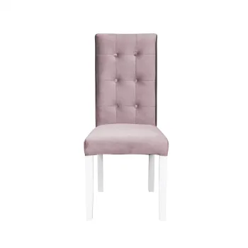 Scaun living TEO LUX, picioare lemn alb, stofa roz pudra, 46x46x97 cm imagine