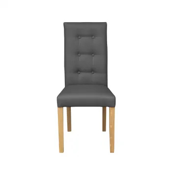 Scaun living TEO LUX, picioare lemn natur, piele ecologica gri, 46x46x97 cm imagine