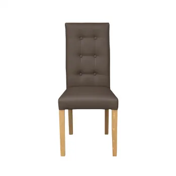 Scaun living TEO LUX, picioare lemn natur, piele ecologica gri elefant, 46x46x97 cm imagine