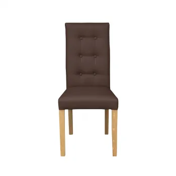 Scaun living TEO LUX, picioare lemn natur, piele ecologica maro deschis, 46x46x97 cm imagine