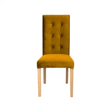 Scaun living TEO LUX, picioare lemn natur, stofa galben, 46x46x97 cm imagine