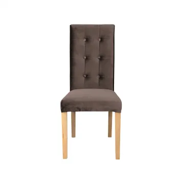 Scaun living TEO LUX, picioare lemn natur, stofa maro, 46x46x97 cm imagine