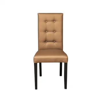 Scaun living TEO LUX, picioare lemn wenge, piele ecologica bej inchis, 46x46x97 cm imagine