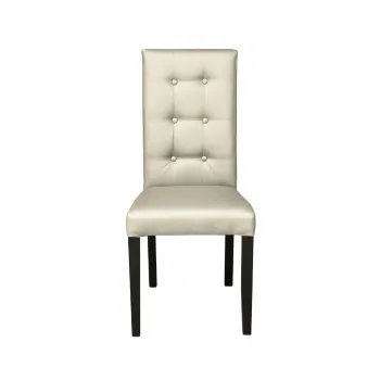 Scaun living TEO LUX, picioare lemn wenge, piele ecologica crem, 46x46x97 cm imagine