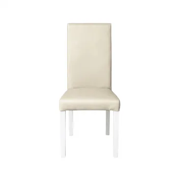 Scaun living TEO, picioare lemn alb, piele ecologica crem, 46x46x97 cm imagine