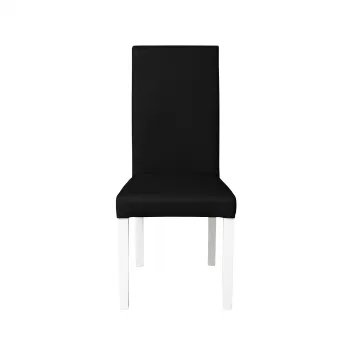 Scaun living TEO, picioare lemn alb, piele ecologica negru, 46x46x97 cm imagine