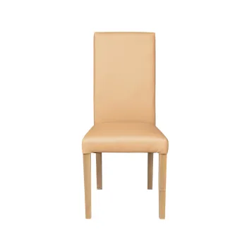 Scaun living TEO, picioare lemn natur, piele ecologica bej, 46x46x97 cm imagine