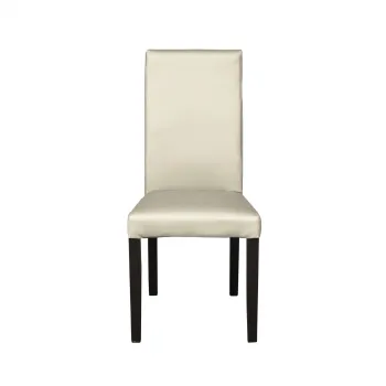 Scaun living TEO, picioare lemn wenge, piele ecologica crem, 46x46x97 cm imagine