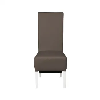 Scaun living VANESSA, picioare lemn alb, piele ecologica gri elefant, 47x60x110 cm imagine