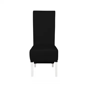Scaun living VANESSA, picioare lemn alb, piele ecologica negru, 47x60x110 cm imagine