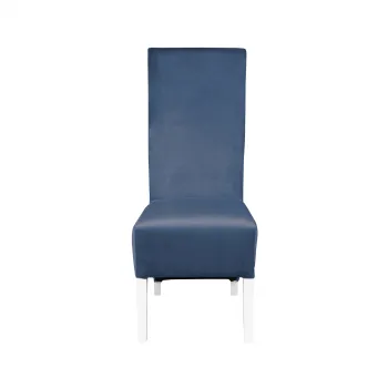 Scaun living VANESSA, picioare lemn alb, stofa albastru deschis, 47x60x110 cm imagine