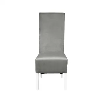 Scaun living VANESSA, picioare lemn alb, stofa bej, 47x60x110 cm imagine