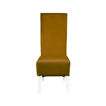 Scaun living VANESSA, picioare lemn alb, stofa galben, 47x60x110 cm imagine