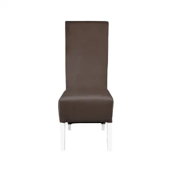 Scaun living VANESSA, picioare lemn alb, stofa maro, 47x60x110 cm imagine