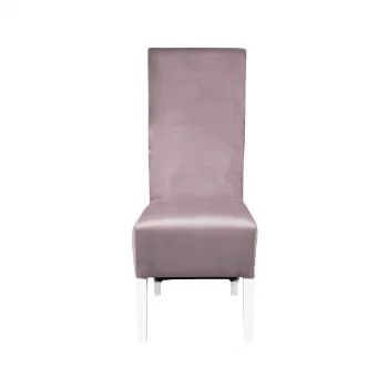 Scaun living VANESSA, picioare lemn alb, stofa roz pudra, 47x60x110 cm imagine