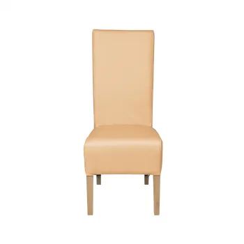 Scaun living VANESSA, picioare lemn natur, piele ecologica bej, 47x60x110 cm imagine