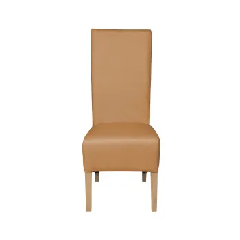 Scaun living VANESSA, picioare lemn natur, piele ecologica bej inchis, 47x60x110 cm imagine