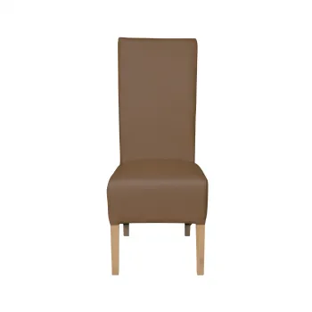 Scaun living VANESSA, picioare lemn natur, piele ecologica cappuccino, 47x60x110 cm imagine