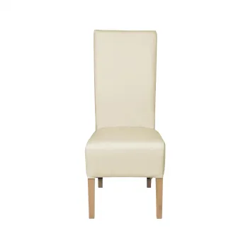 Scaun living VANESSA, picioare lemn natur, piele ecologica crem, 47x60x110 cm imagine