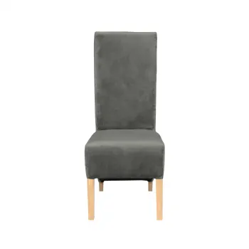 Scaun living VANESSA, picioare lemn natur, stofa gri deschis, 47x60x110 cm imagine