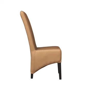 Scaun living VANESSA, picioare lemn wenge, piele ecologica bej inchis, 47x60x110 cm imagine