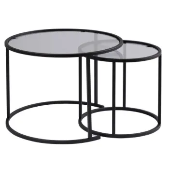 Set 2 masute de cafea BLACK-60-42, negru, 60x60x43 cm imagine