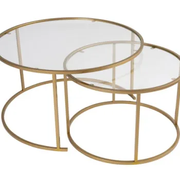 Set 2 masute de cafea GOLD-80-60, auriu, 80x80x43 cm imagine