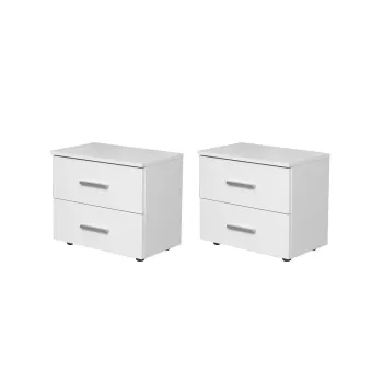 Set 2 Noptiere ALMA, 2 sertare, alb, 50x30x42 cm imagine