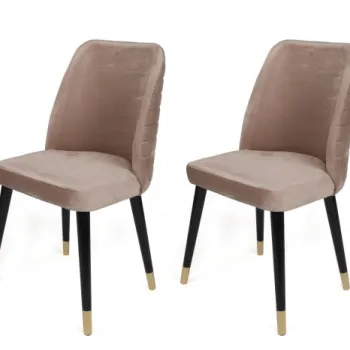 Set 2 scaune HUGO, bej + negru + auriu, 50x49x90 cm imagine