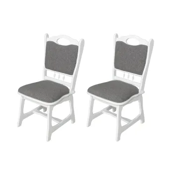 Set 2 scaune living FLANDER, cadru alb + stofa gri inchis, 50x48x95 cm imagine