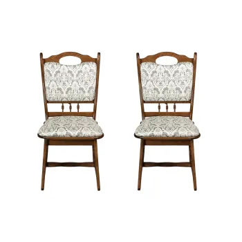 Set 2 scaune living FLANDER, cadru nuc + stofa print 02, 50x48x95 cm imagine