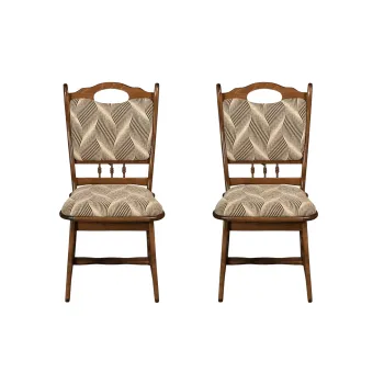 Set 2 scaune living FLANDER, cadru nuc + stofa print 07, 50x48x95 cm imagine