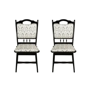 Set 2 scaune living FLANDER, cadru wenge + stofa print 02, 50x48x95 cm imagine