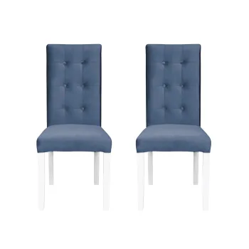 Set 2 scaune living TEO LUX, picioare lemn alb, stofa albastru deschis, 46x60x98 cm imagine