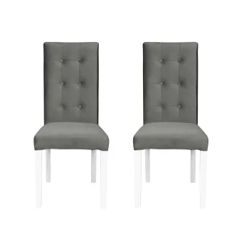 Set 2 scaune living TEO LUX, picioare lemn alb, stofa gri deschis, 46x60x98 cm imagine